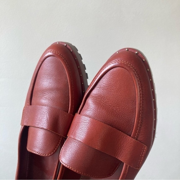 Vince Camuto | Golinda Oxblood Leather Studded Lug Sole Loafers - Picture 3 of 6